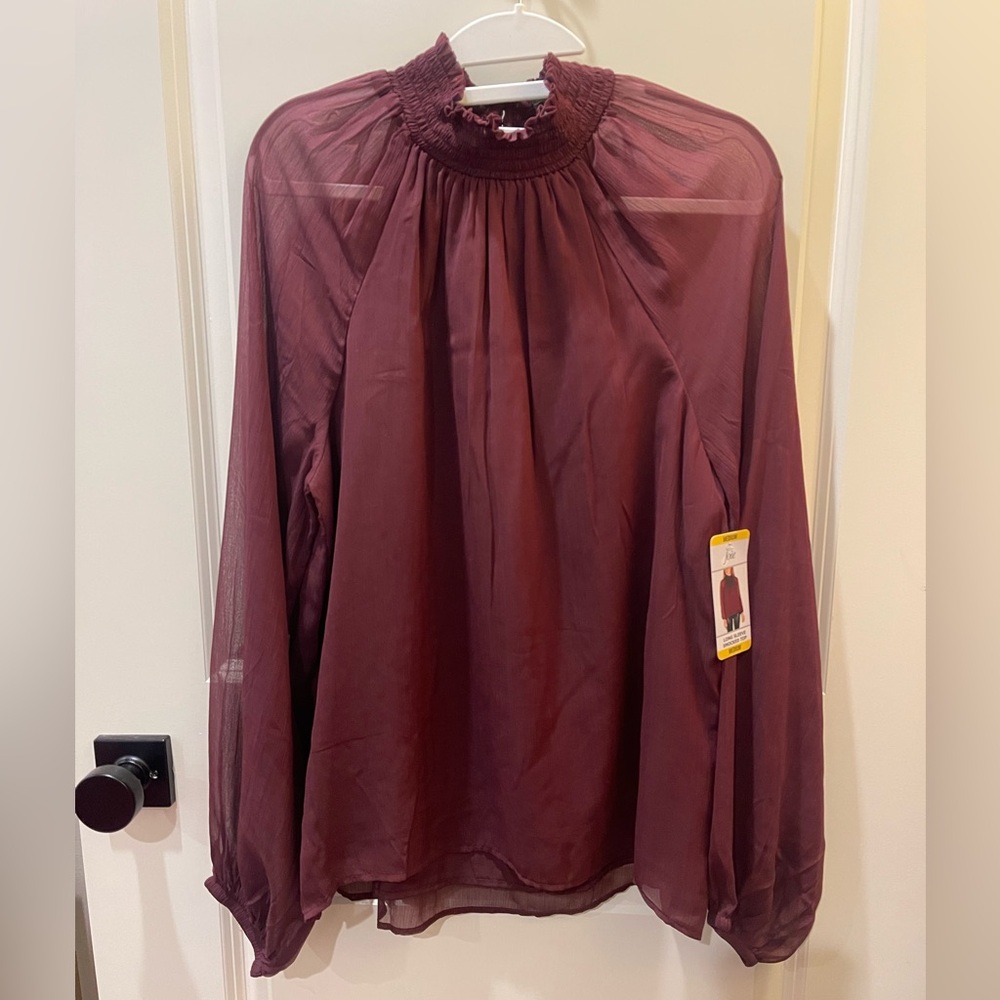 Joie Plum Sheer Blouse